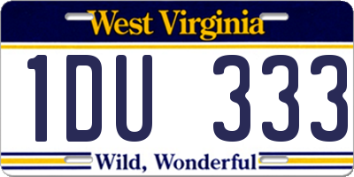 WV license plate 1DU333