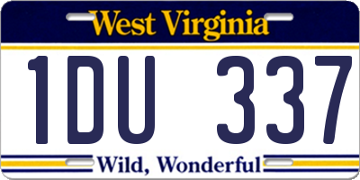 WV license plate 1DU337