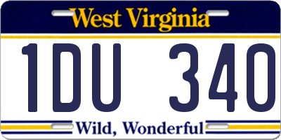 WV license plate 1DU340