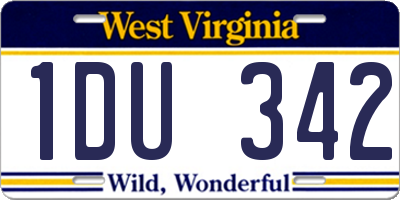 WV license plate 1DU342