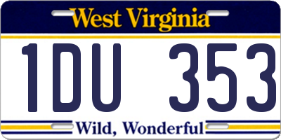 WV license plate 1DU353