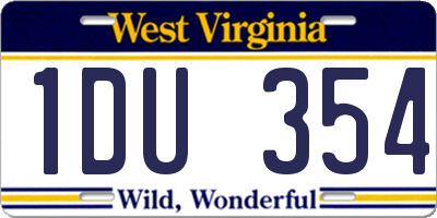 WV license plate 1DU354