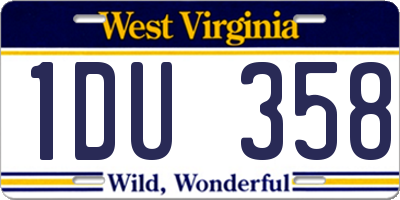 WV license plate 1DU358