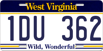 WV license plate 1DU362
