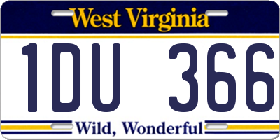WV license plate 1DU366