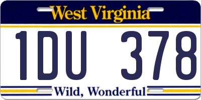 WV license plate 1DU378