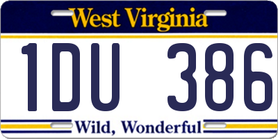 WV license plate 1DU386