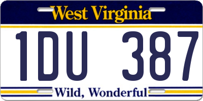 WV license plate 1DU387