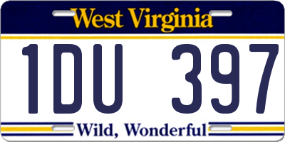 WV license plate 1DU397