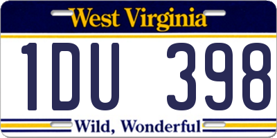WV license plate 1DU398