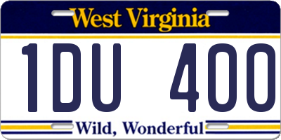 WV license plate 1DU400