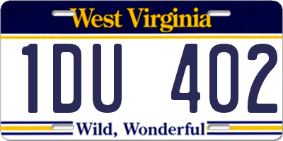 WV license plate 1DU402