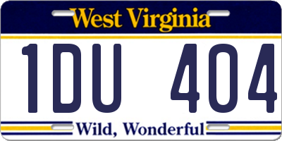 WV license plate 1DU404