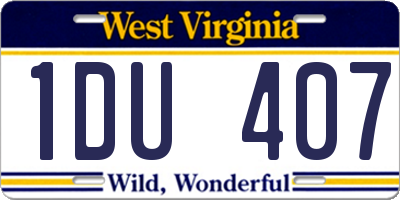 WV license plate 1DU407