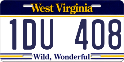 WV license plate 1DU408