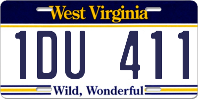 WV license plate 1DU411
