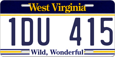 WV license plate 1DU415