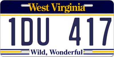 WV license plate 1DU417