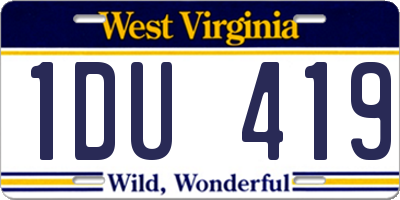 WV license plate 1DU419