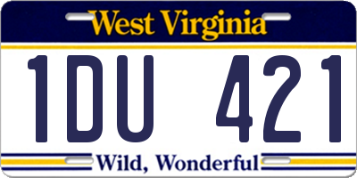 WV license plate 1DU421