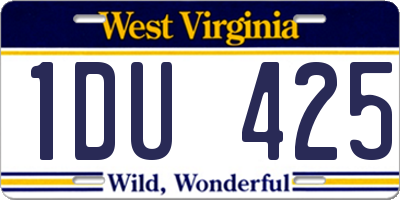 WV license plate 1DU425