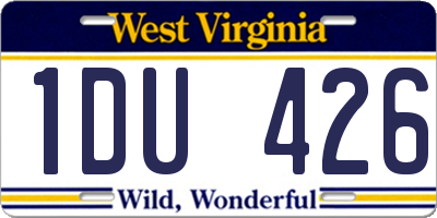WV license plate 1DU426