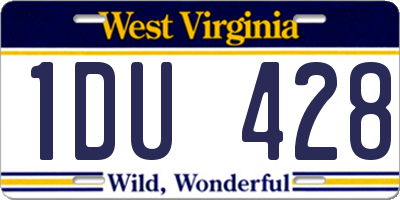 WV license plate 1DU428