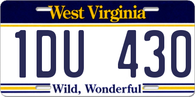 WV license plate 1DU430