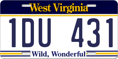 WV license plate 1DU431