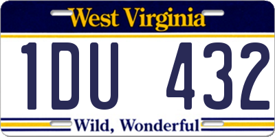 WV license plate 1DU432