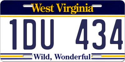 WV license plate 1DU434
