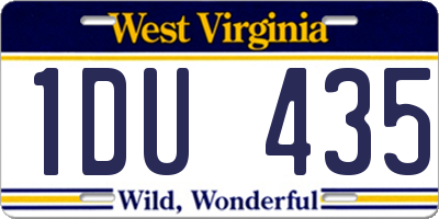 WV license plate 1DU435