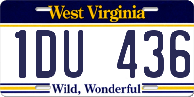 WV license plate 1DU436