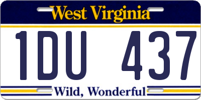 WV license plate 1DU437