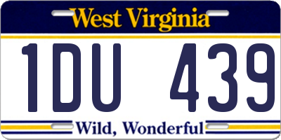 WV license plate 1DU439