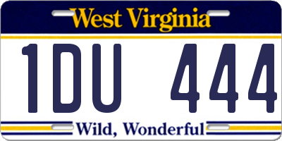 WV license plate 1DU444