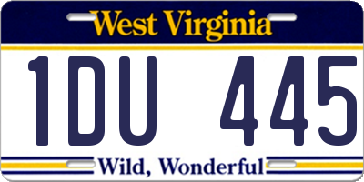 WV license plate 1DU445