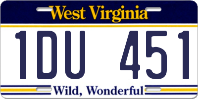 WV license plate 1DU451