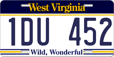WV license plate 1DU452