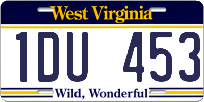 WV license plate 1DU453