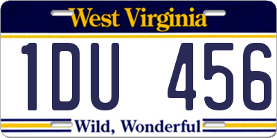 WV license plate 1DU456