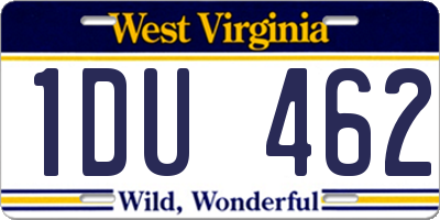 WV license plate 1DU462