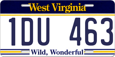 WV license plate 1DU463