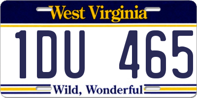 WV license plate 1DU465