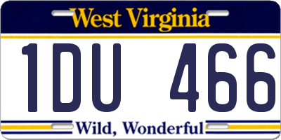 WV license plate 1DU466