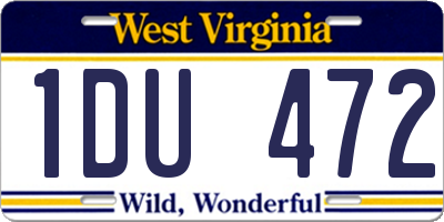 WV license plate 1DU472