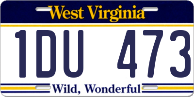 WV license plate 1DU473