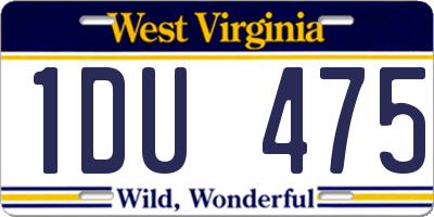 WV license plate 1DU475