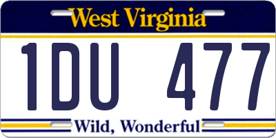 WV license plate 1DU477
