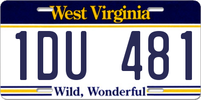 WV license plate 1DU481